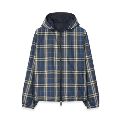 Burberry Reversible Check Hooded Jacket "Pilot Blue"