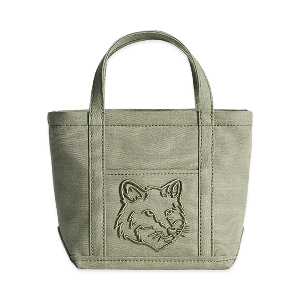 Maison Kitsune Women's Fox Head Mini Tote "Laurel Green"