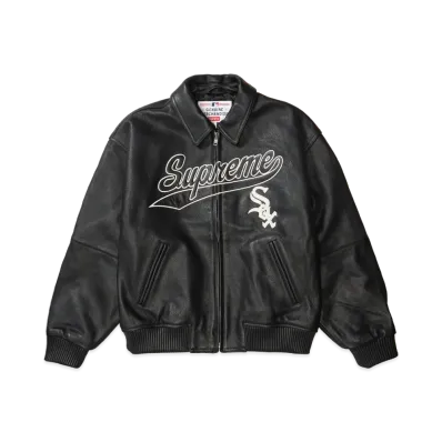 Supreme Chicago White Sox Leather Varsity Jacket "Black"