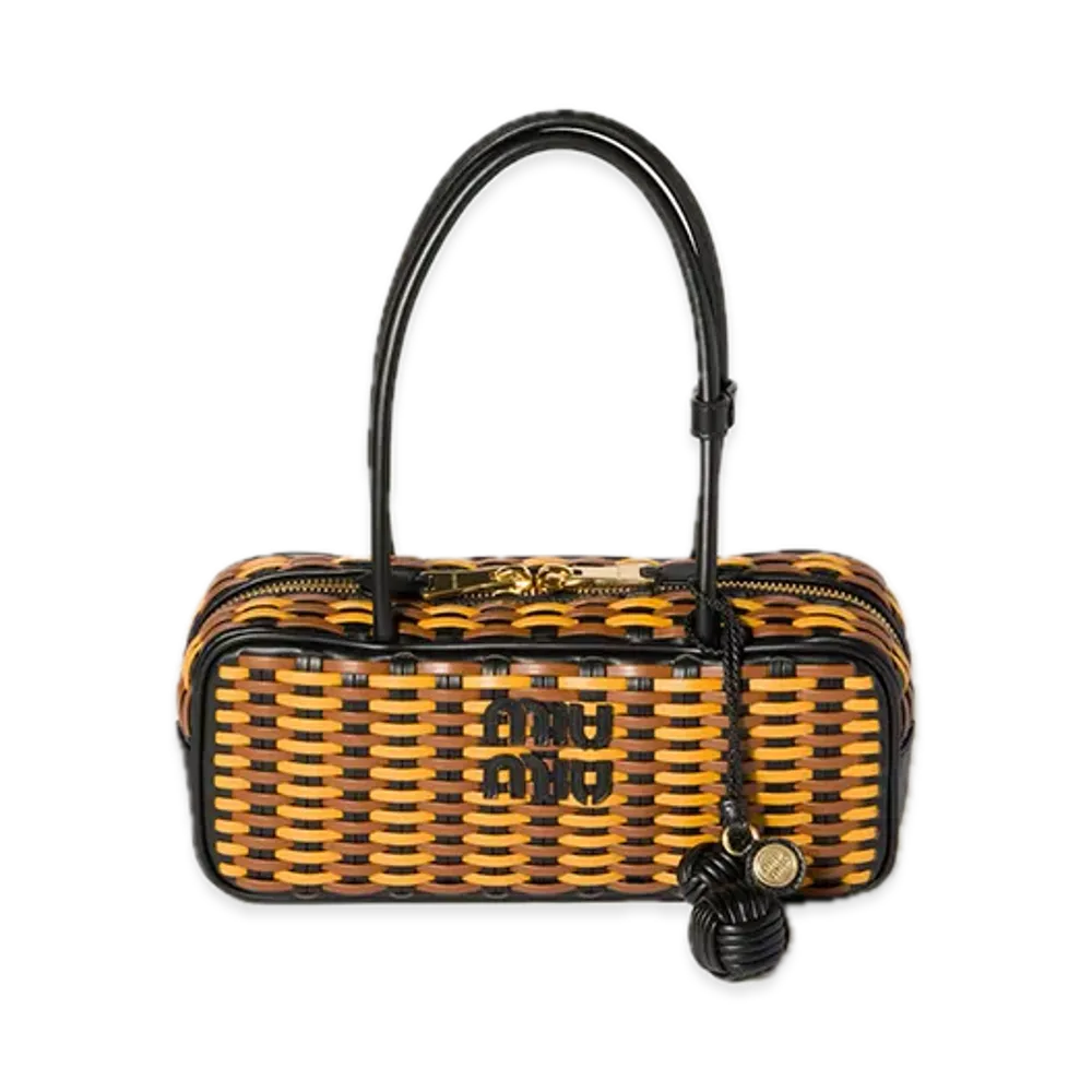 MIU MIU Bow Leather Bag "Black/Cognac/Mustard"