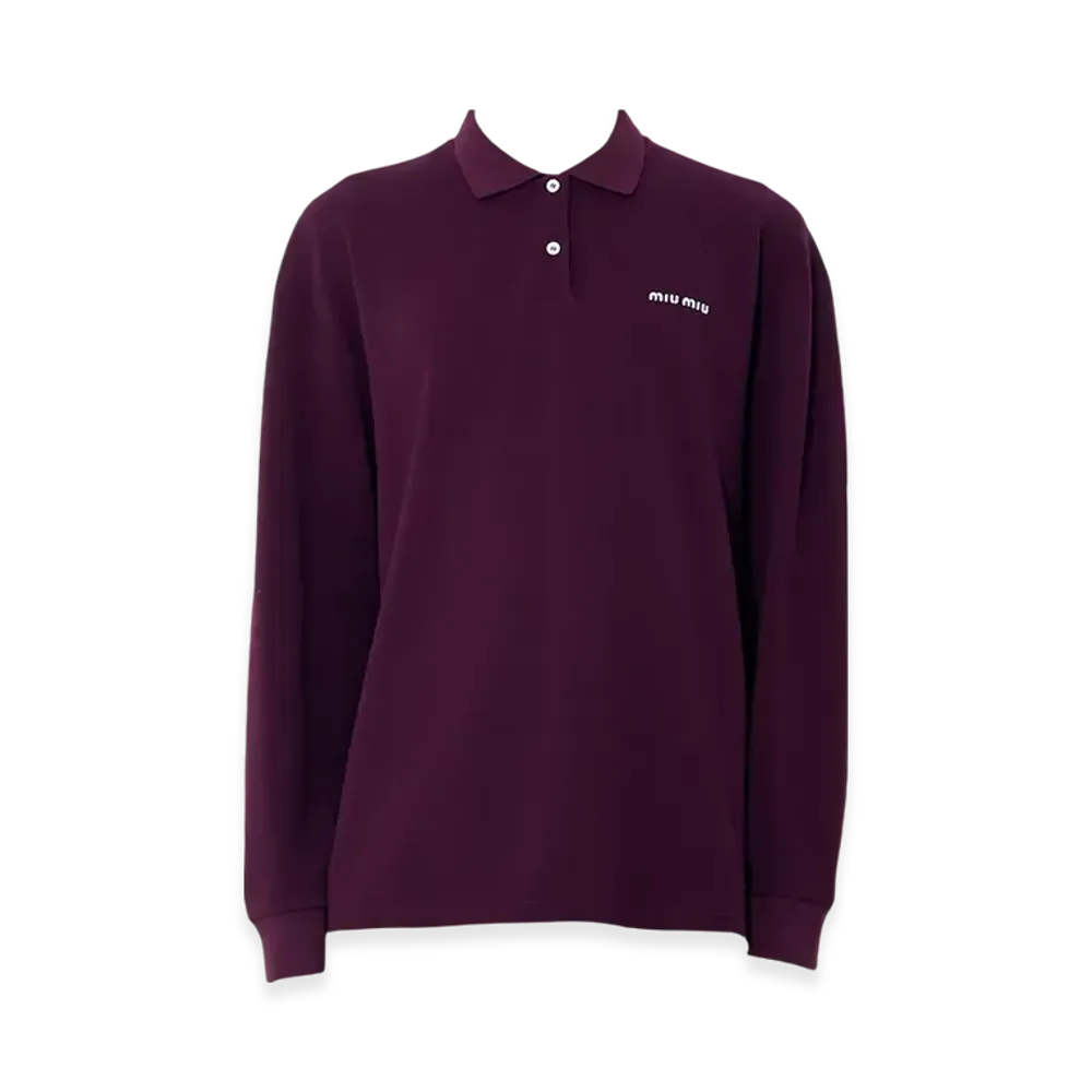MIU MIU Cotton Pique Polo Shirt "Amaranth Red/Maize Yellow"