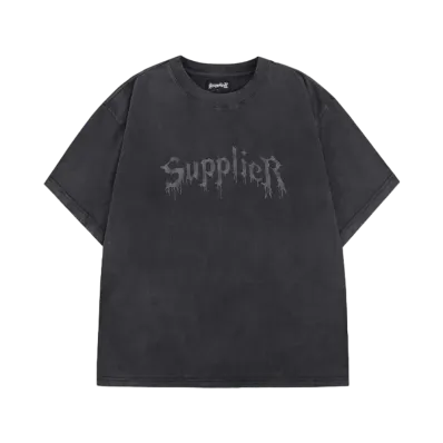 SUPPLIER Vintage Wash Rhinestone Iron Logo Tee "Black"