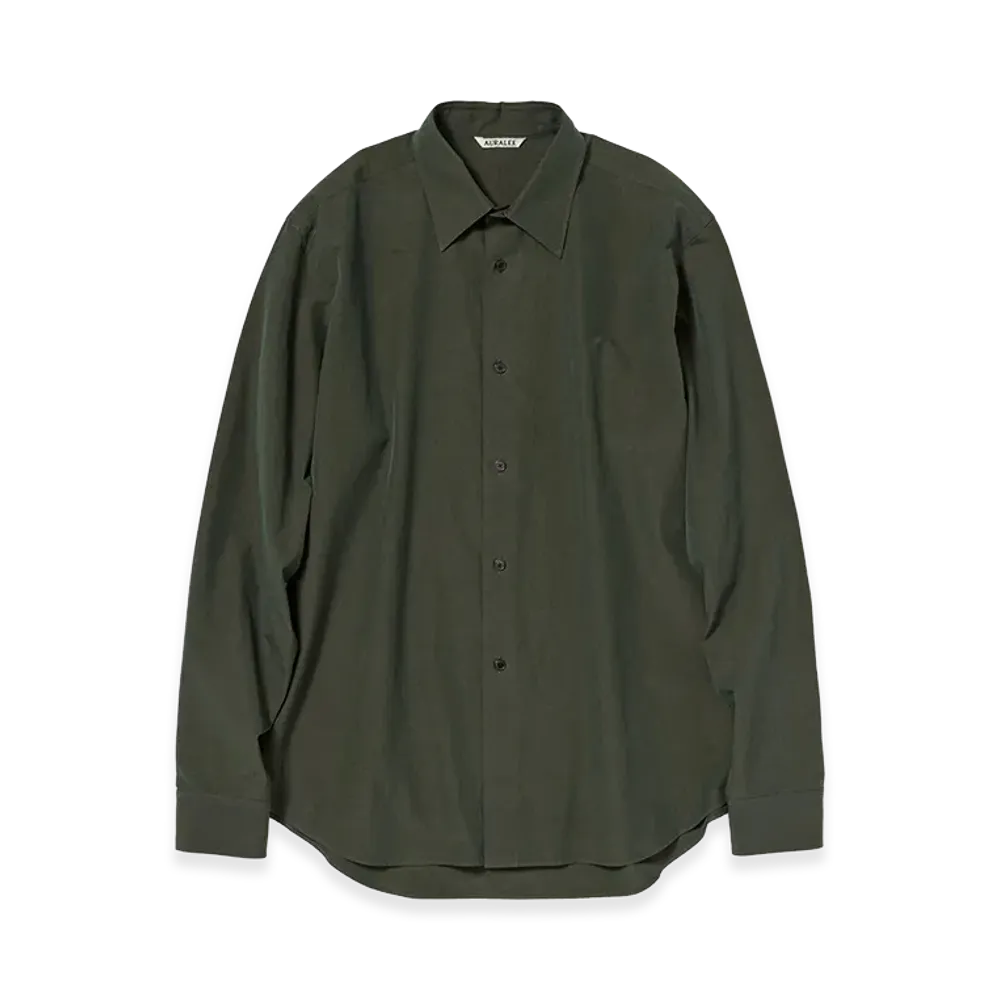 AURALEE Washed Finx Weather Chambray Shirt "Dark Olive"