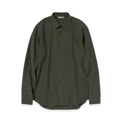 AURALEE Washed Finx Weather Chambray Shirt "Dark Olive"