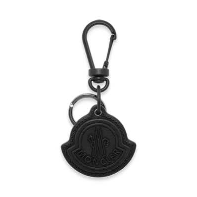 MONCLER Logo Leather Key Ring "Black"
