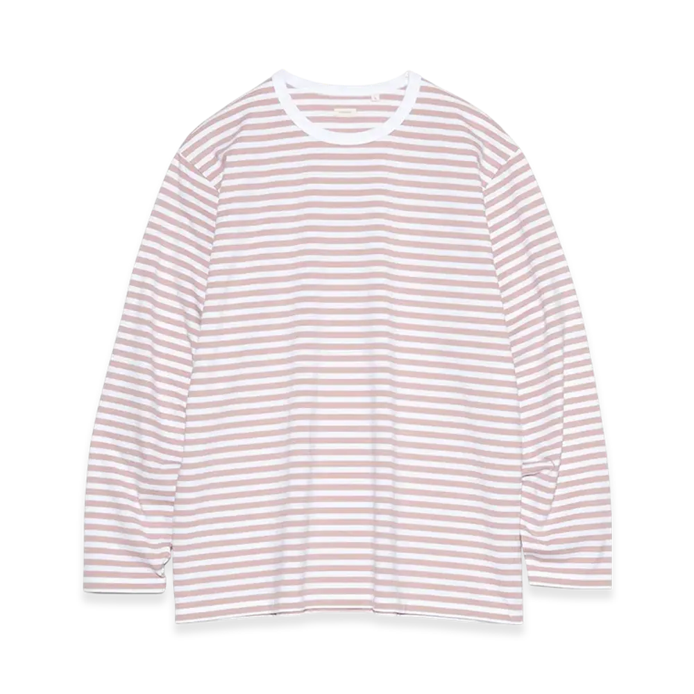 nanamica Coolmax Stripe Jersey L/S Tee "Pink/White"