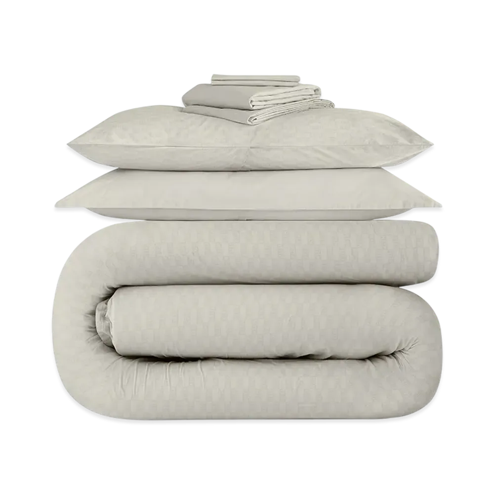 Kithmas Monogram Queen Size Bedding Set "Concrete"