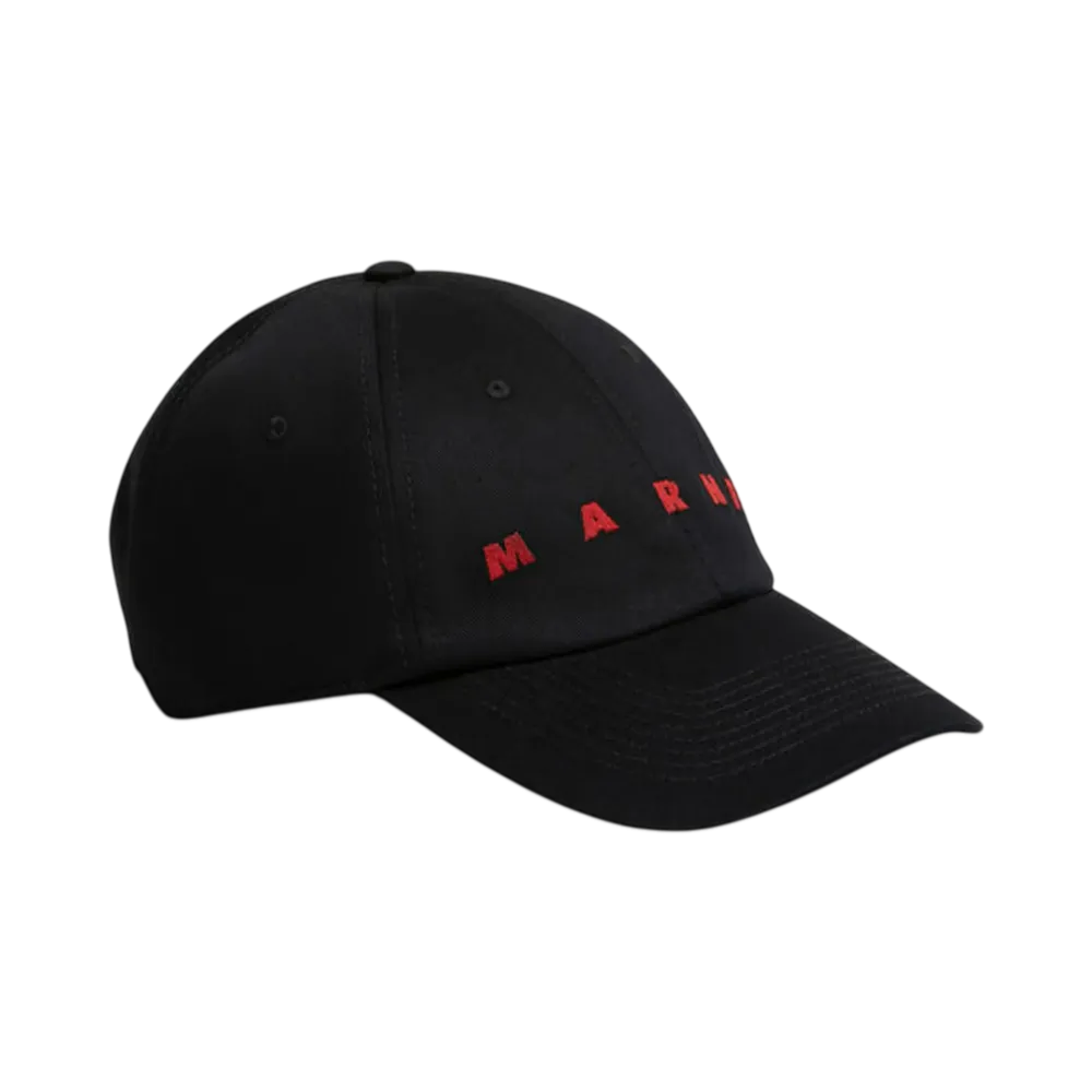 Marni Organic Gabardine Baseball Cap with Embroidered Logo "Black"