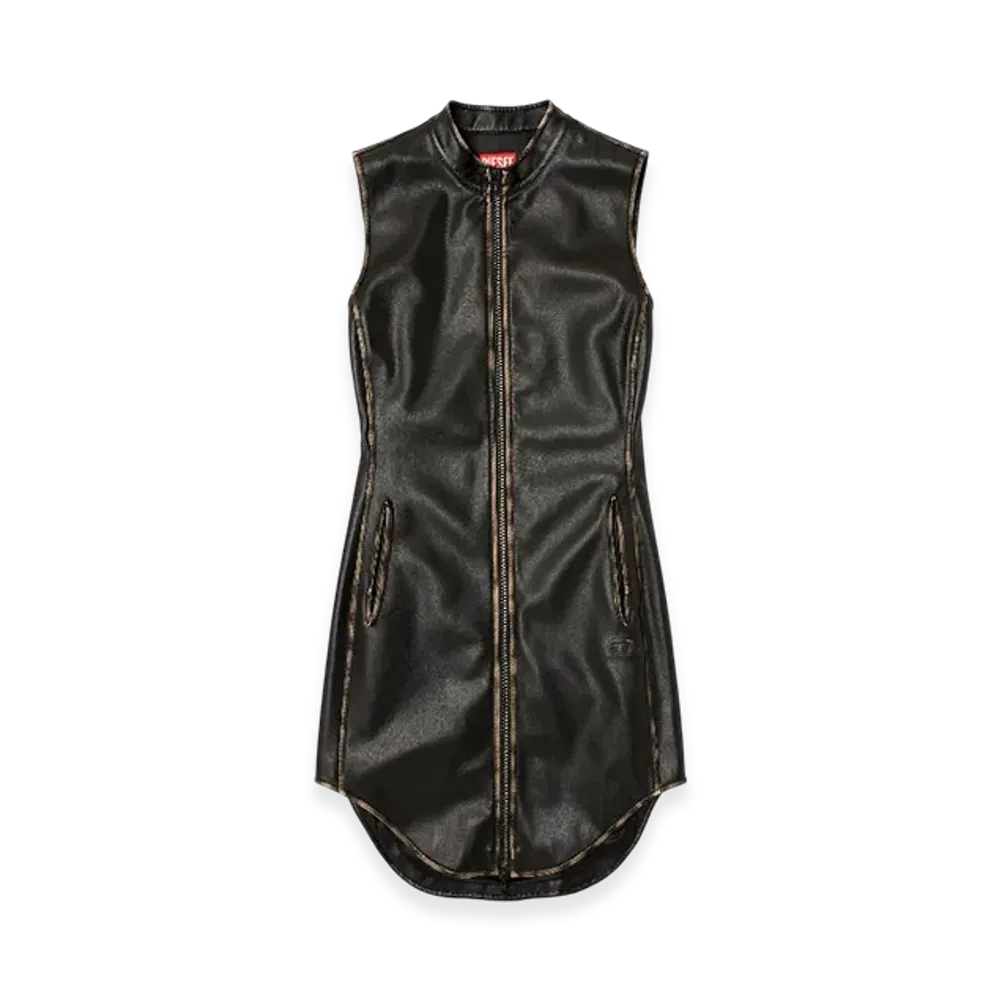 Diesel D-Eneas Dress In Treated Technical Fabric "Black Brown"