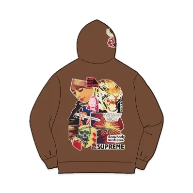 Supreme Instant High Patches Hooded Sweatshirt "Brown"