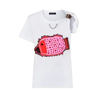 Louis Vuitton x Yayoi Kusama Fish Patches Buckle Sleeve T-Shirt "Blanc"