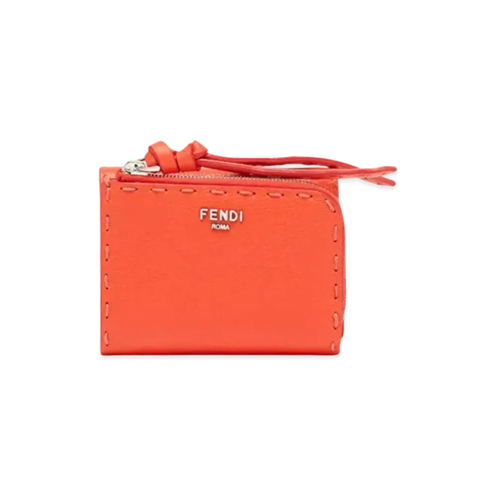 FENDI Peekaboo Micro Trifold Selleria Wallet "Red"
