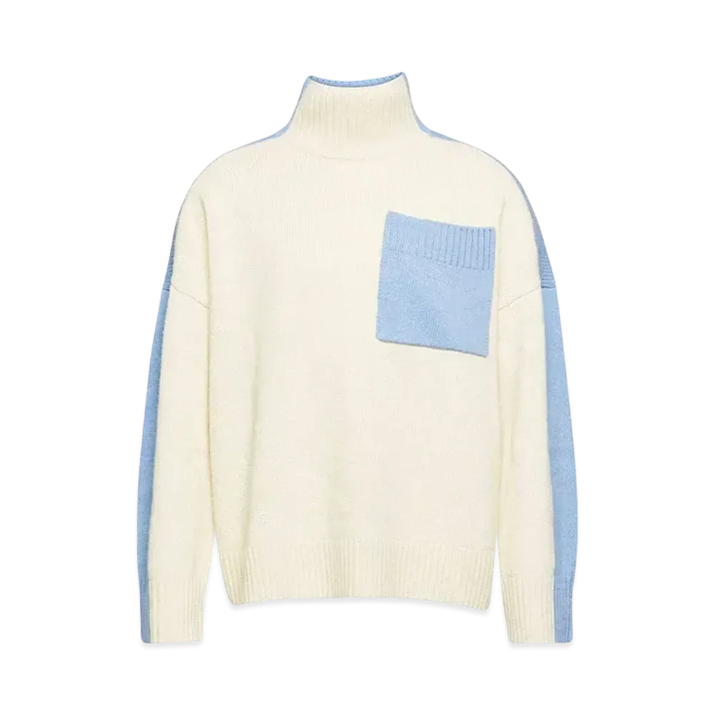JW ANDERSON Bicolor Patch Pocket Turtleneck Sweater "White"