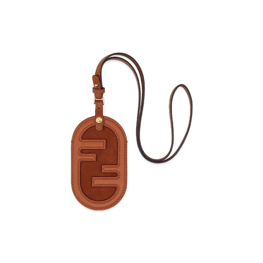 FENDI Name Card Holder Leather Pouch "Brown"