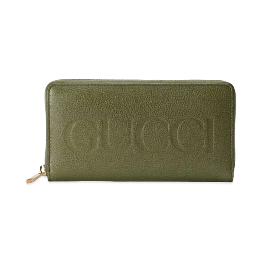 GUCCI Logo Zip Around Wallet "Forest Green"
