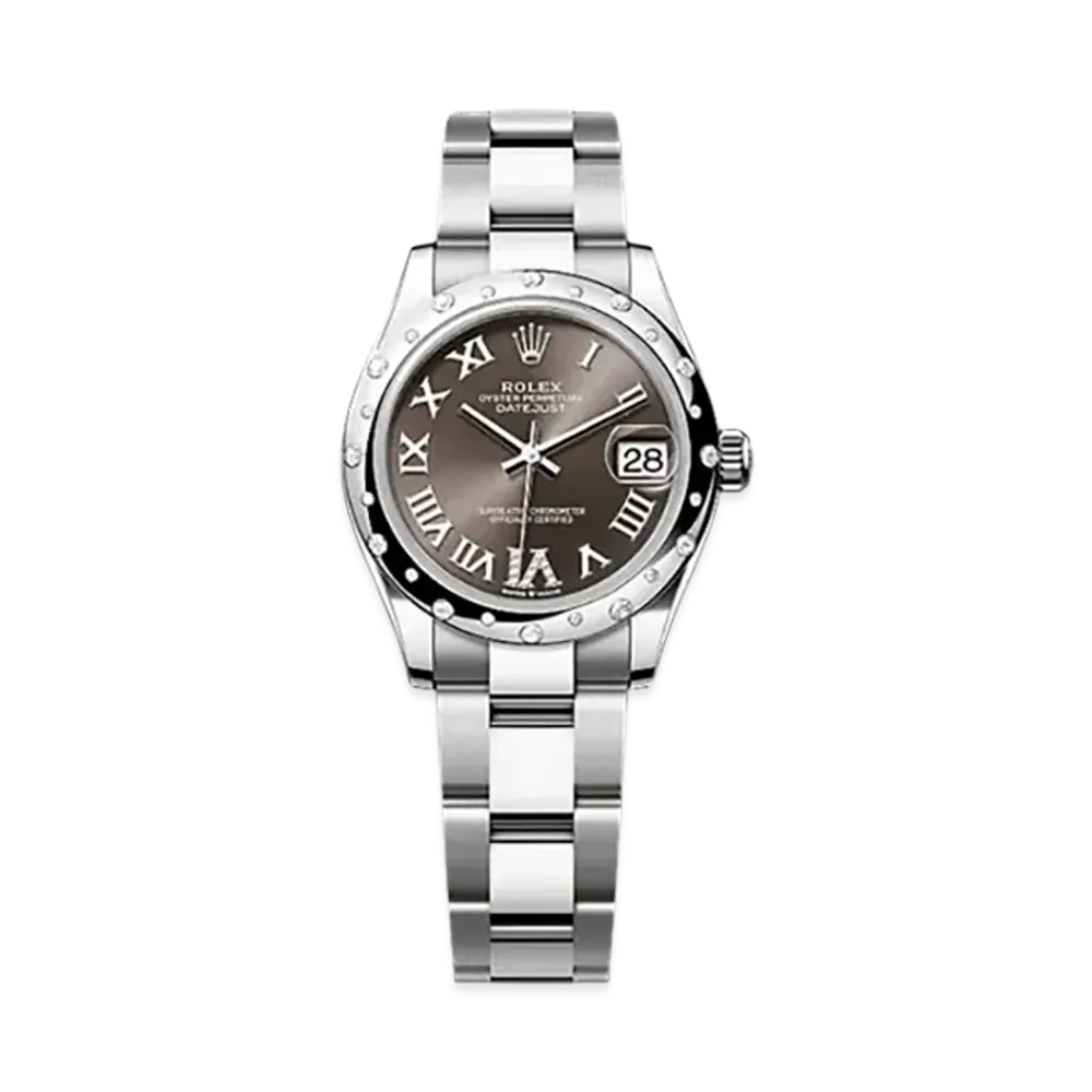 ROLEX Datejust 31mm Oystersteel & White Gold Diamond 278344RBR "Dark Grey"