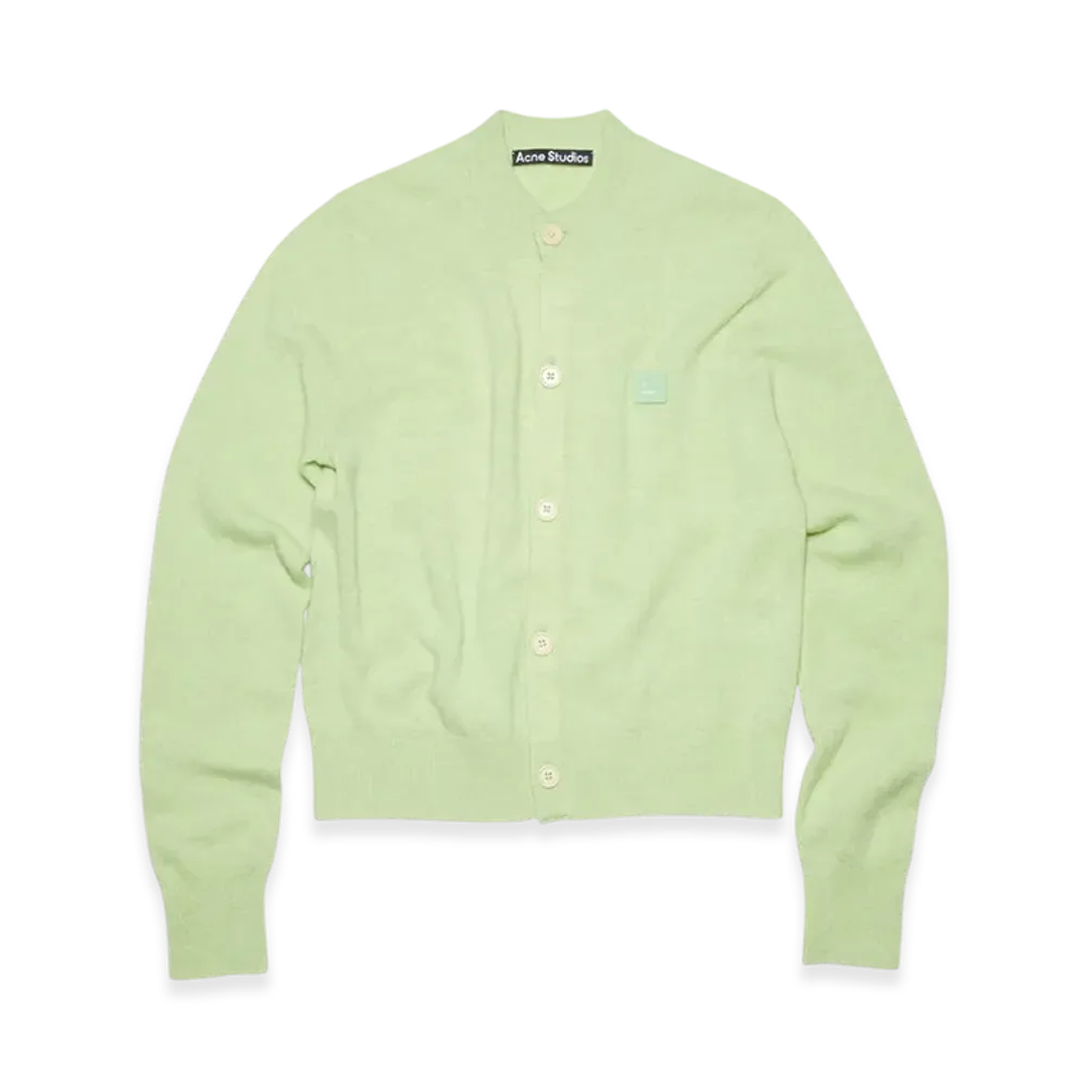 Acne Studios Keva Face Crewneck Cardigan "Pale Green Melange"