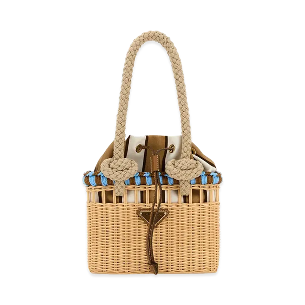 PRADA Women's Wicker Mini Shopping Bag "Beige"
