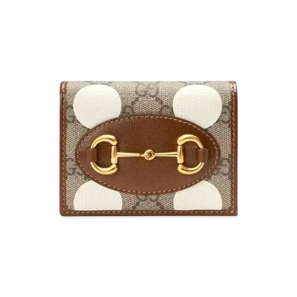 GUCCI Horsebit 1955 Card Case Wallet "Beige"
