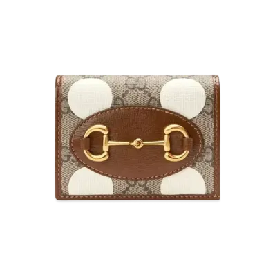 GUCCI Horsebit 1955 Card Case Wallet "Beige"