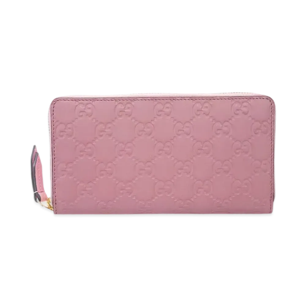 GUCCI Guccissima Round Zip Wallet "Pink"