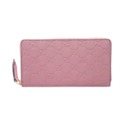 GUCCI Guccissima Round Zip Wallet "Pink"