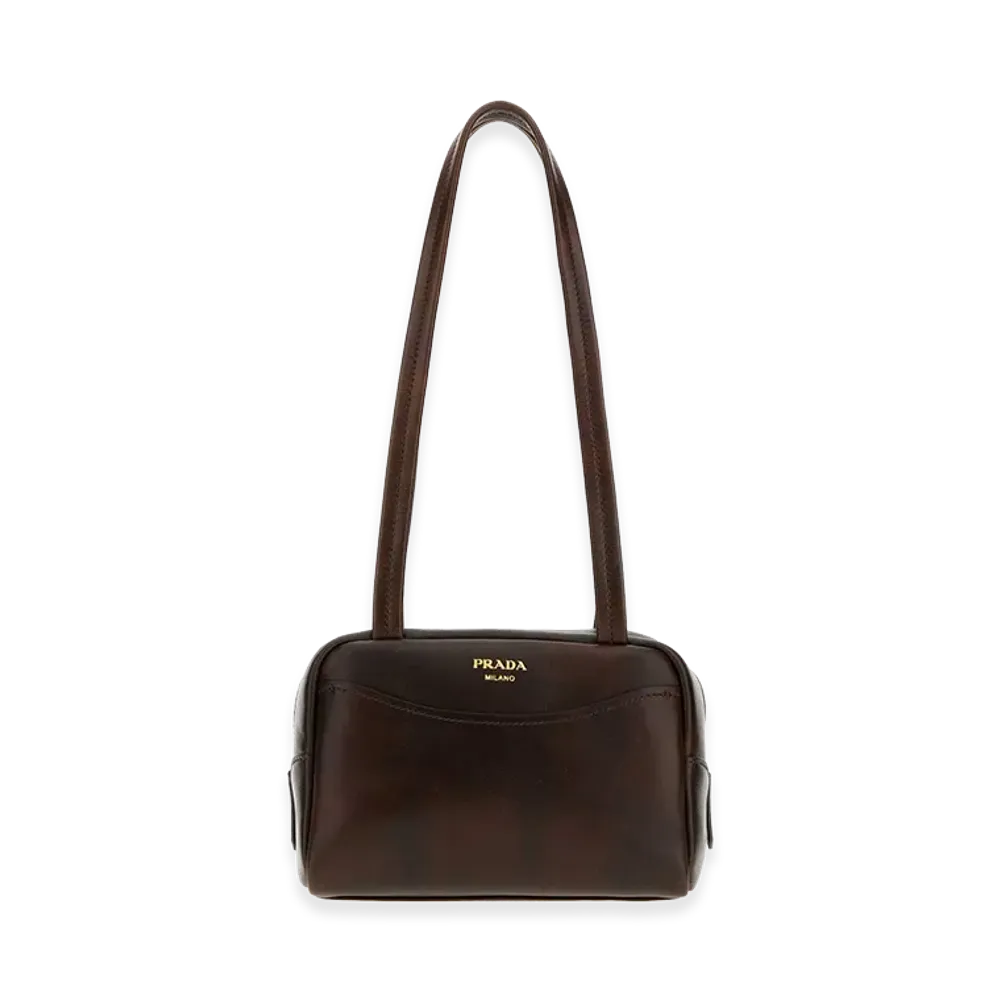 PRADA Women's Leather Mini Carry Shoulder Bag "Dark Brown"