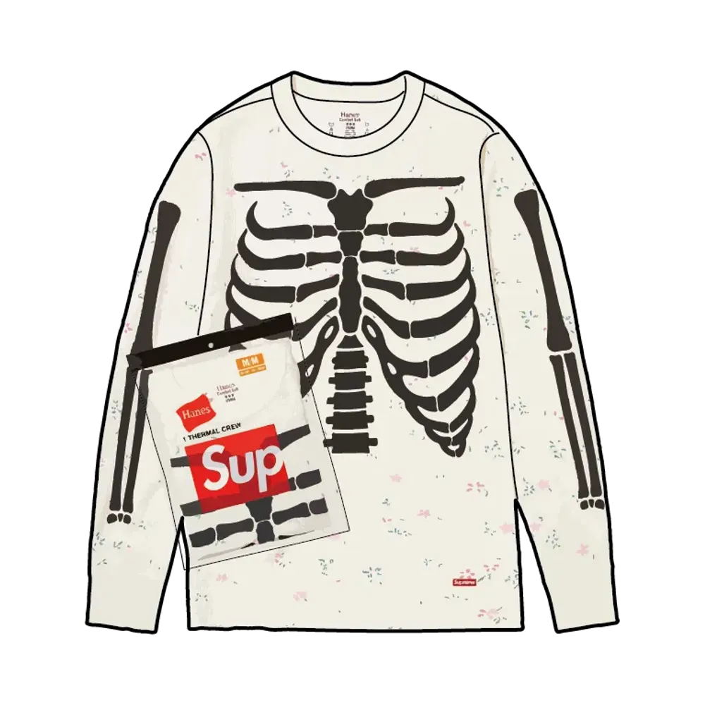 Supreme x Hanes Bones Thermal Crew (1 Pack) (25FW) "Floral"