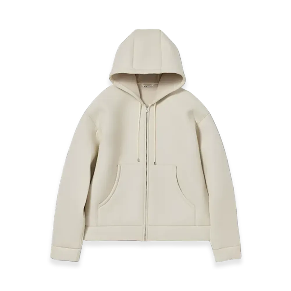 AURALEE Sponge Tropical Wool Zip Hoodie "Ivory"