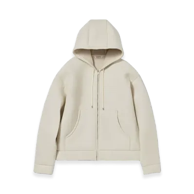 AURALEE Sponge Tropical Wool Zip Hoodie "Ivory"