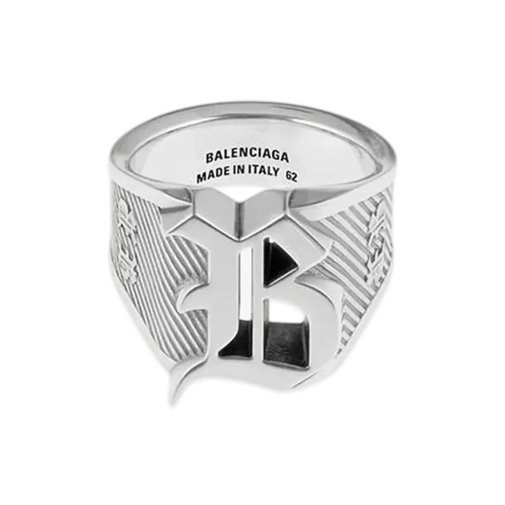 BALENCIAGA Melrose Signet Ring "Antique Silver"