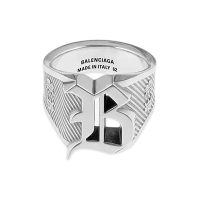 BALENCIAGA Melrose Signet Ring "Antique Silver"