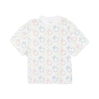 graniph x Miffy Face Line Pattern Kids Dry Big T-Shirt & Dry Shorts Set "White"
