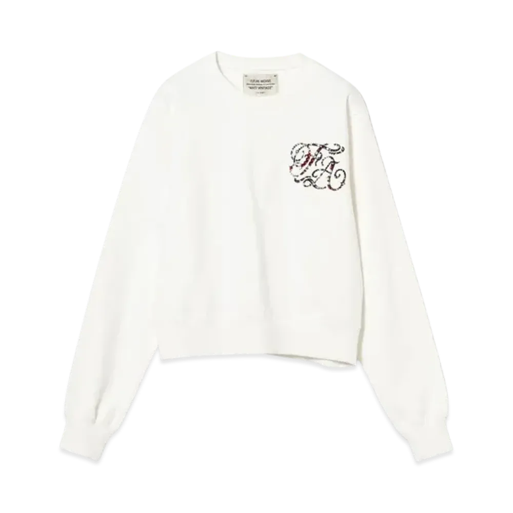 BEAMS FUTURE ARCHIVE Rhinestone Logo Sweat "White"