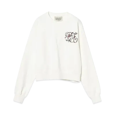 BEAMS FUTURE ARCHIVE Rhinestone Logo Sweat "White"