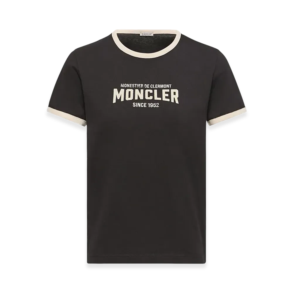 MONCLER Women's Flocked Logo T-Shirt "Black"