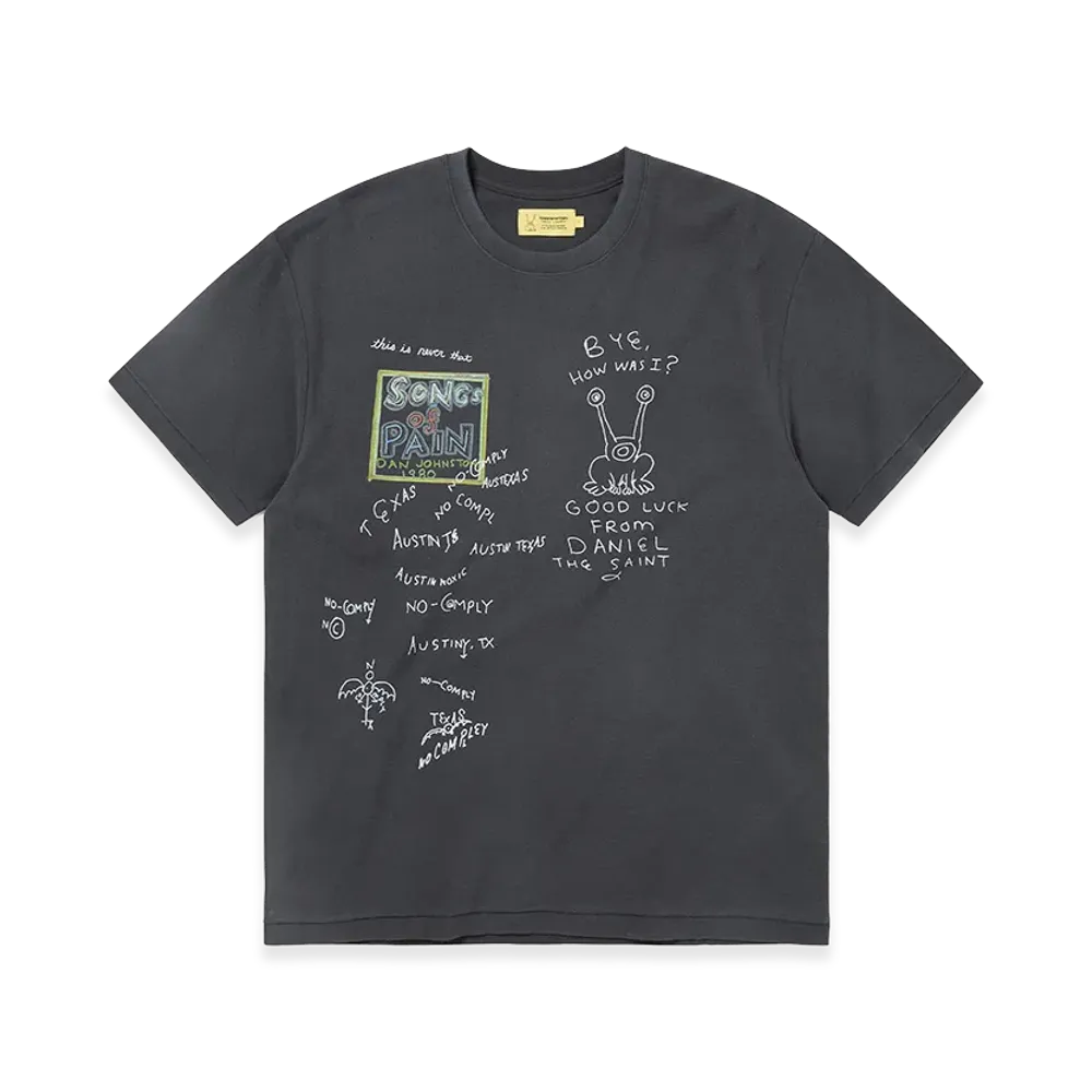 thisisneverthat x Daniel Johnston SONGS of PAIN Faded Tee "Off Black"