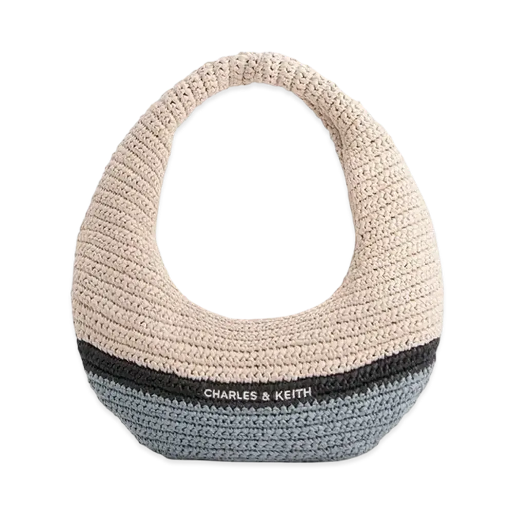CHARLES & KEITH Allegra Knit Slouchy Hobo Bag "Cream"