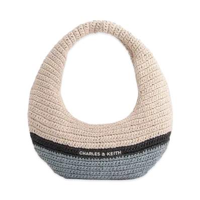 CHARLES & KEITH Allegra Knit Slouchy Hobo Bag "Cream"