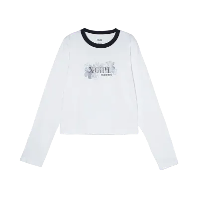 X-Girl Pixel Flower Logo Baby L/S Tee "White"