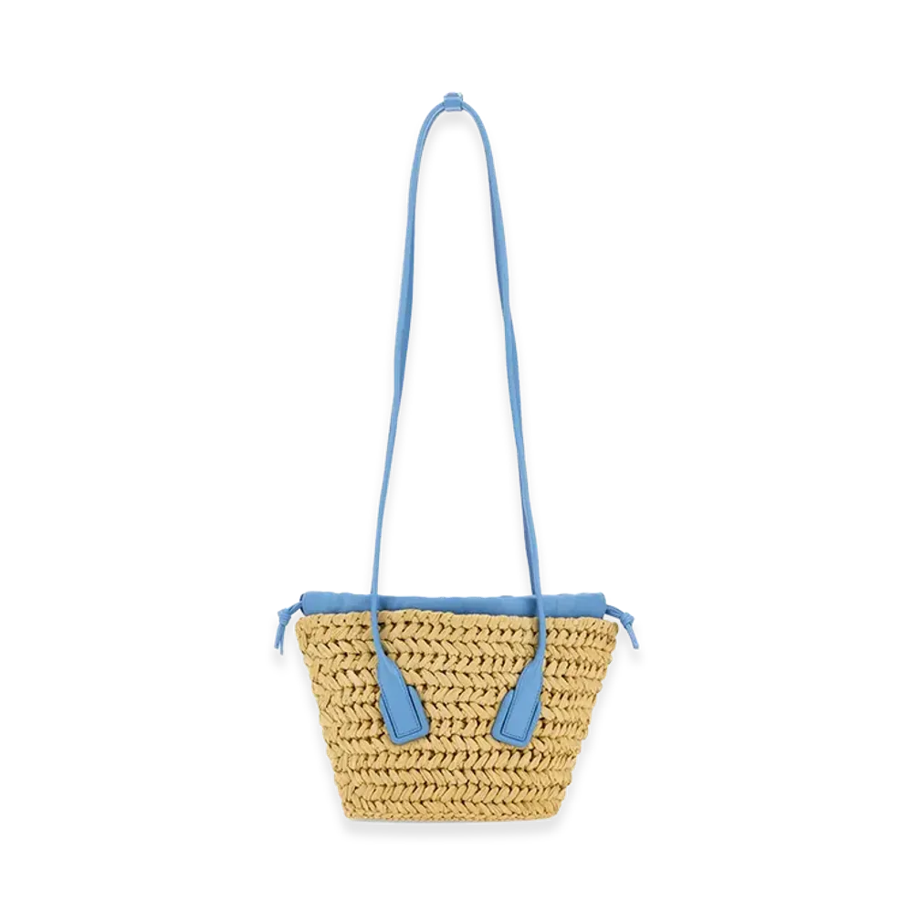 Bottega Veneta Women's Two-Tone Raffia And Nappa Leather Small Arco Shoulder Bag "Multicolor"