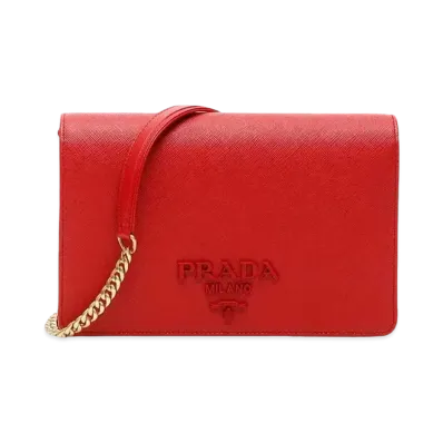 PRADASaffiano Leather Mini Shoulder Bag "Red"