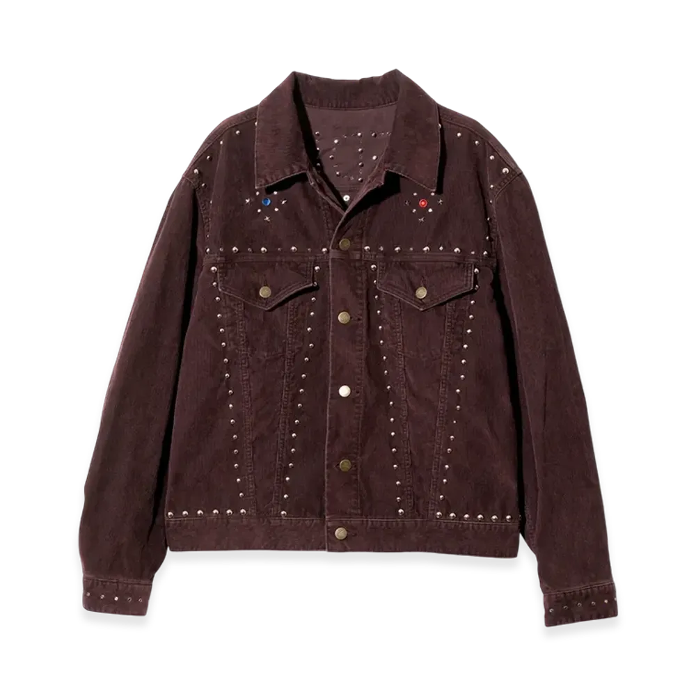 NEEDLES Studded Jean Jacket - 14W Corduroy "Burgundy"