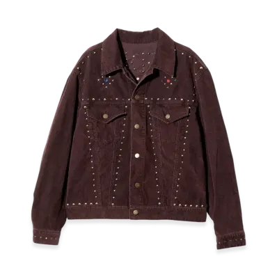 NEEDLES Studded Jean Jacket - 14W Corduroy "Burgundy"