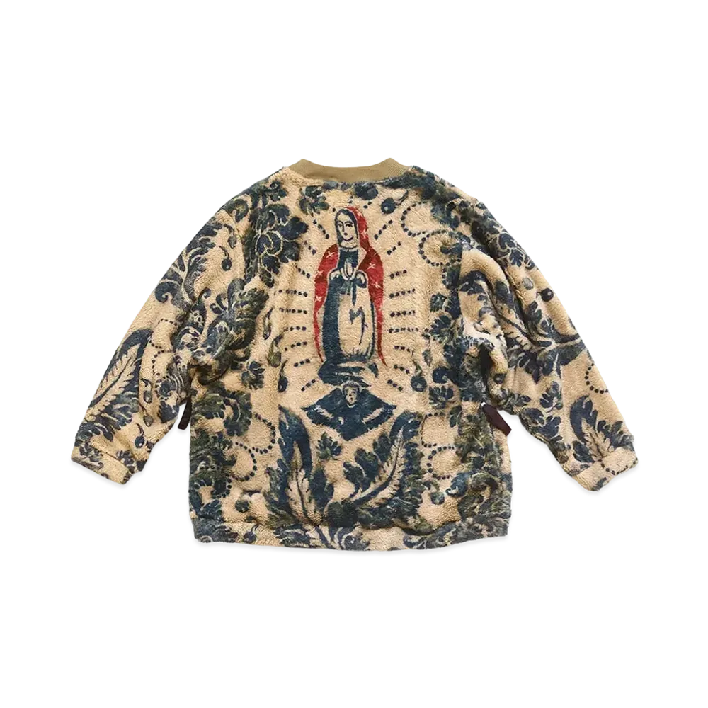 KAPITAL DAMASK PATTERN FLEECE BIG CREWSWEAT(VIRGIN MARIA) "Beige"