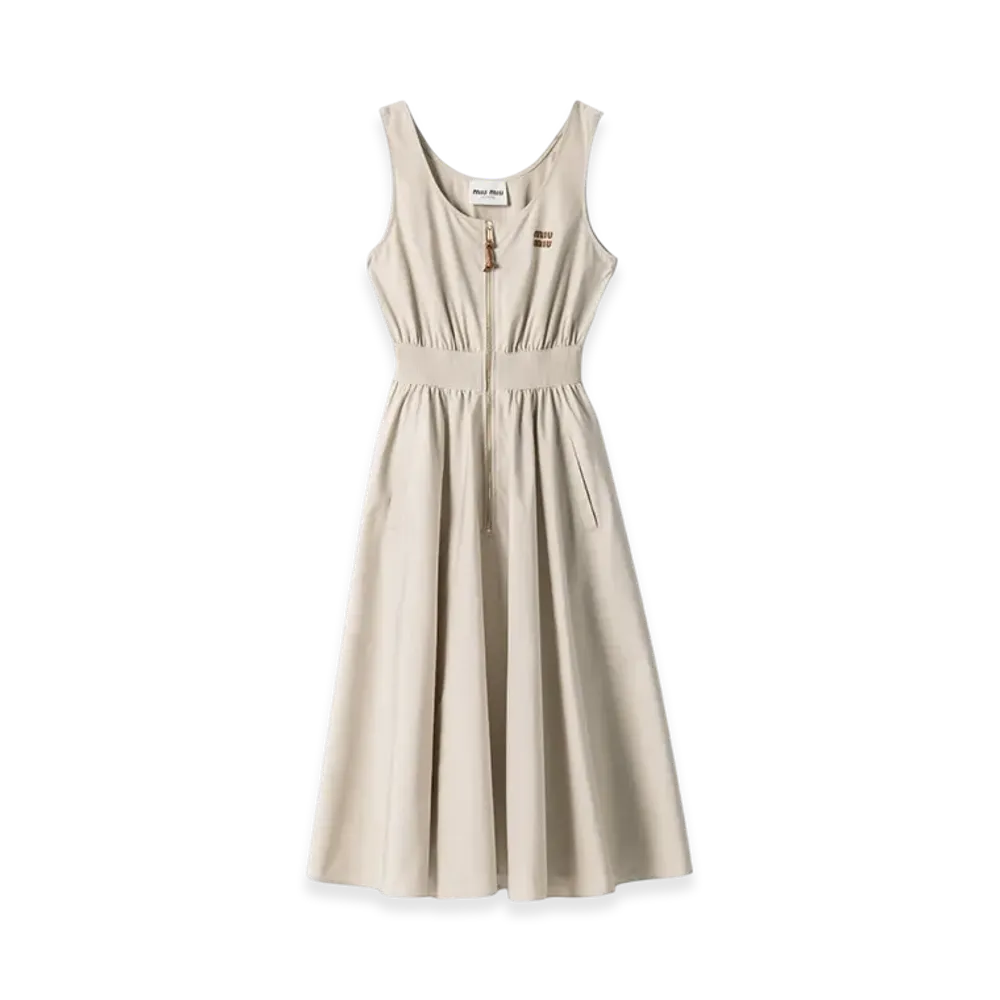 MIU MIU Women's Panama Cotton Dress "Limestone"