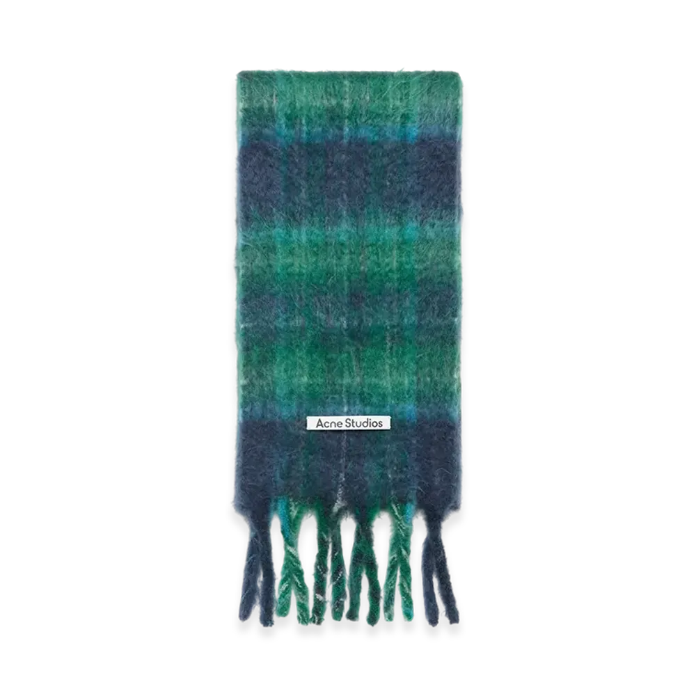 Acne Studios Mohair Check Scarf "Blue/Green"