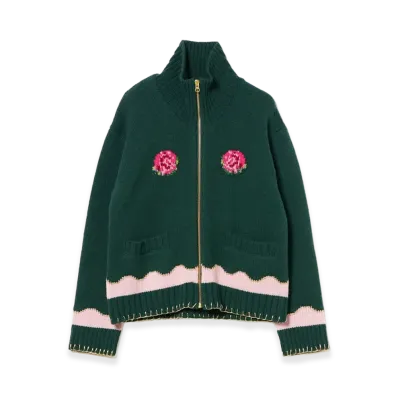 BEAMS COUTURE x RURU MARY'S Jacquard Knit Outerwear "Dark Green"