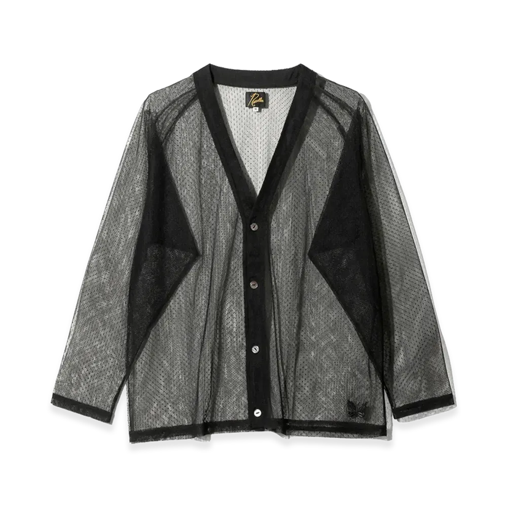 NEEDLES V-Neck Cardigan - Tulle Dot Lace "Black"