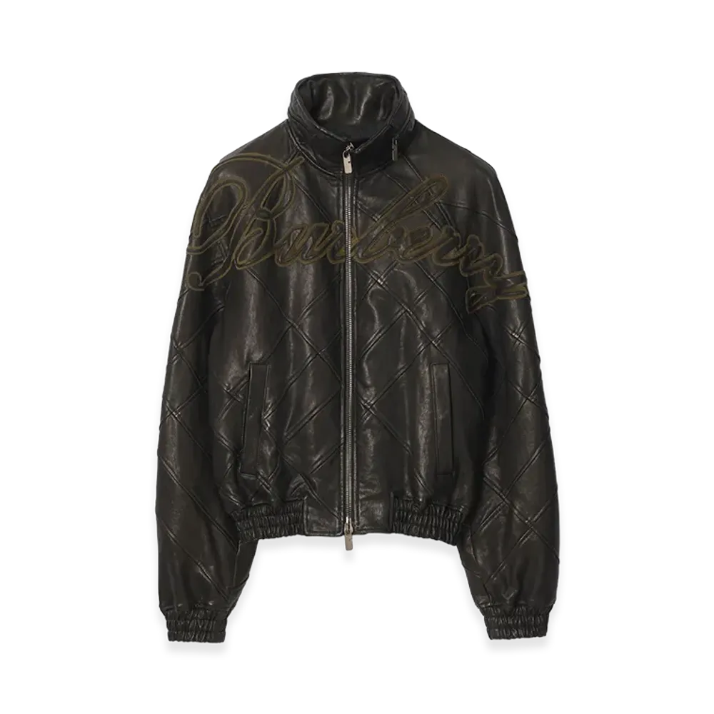 Burberry Cursive Logo Leather Jacket "Black"